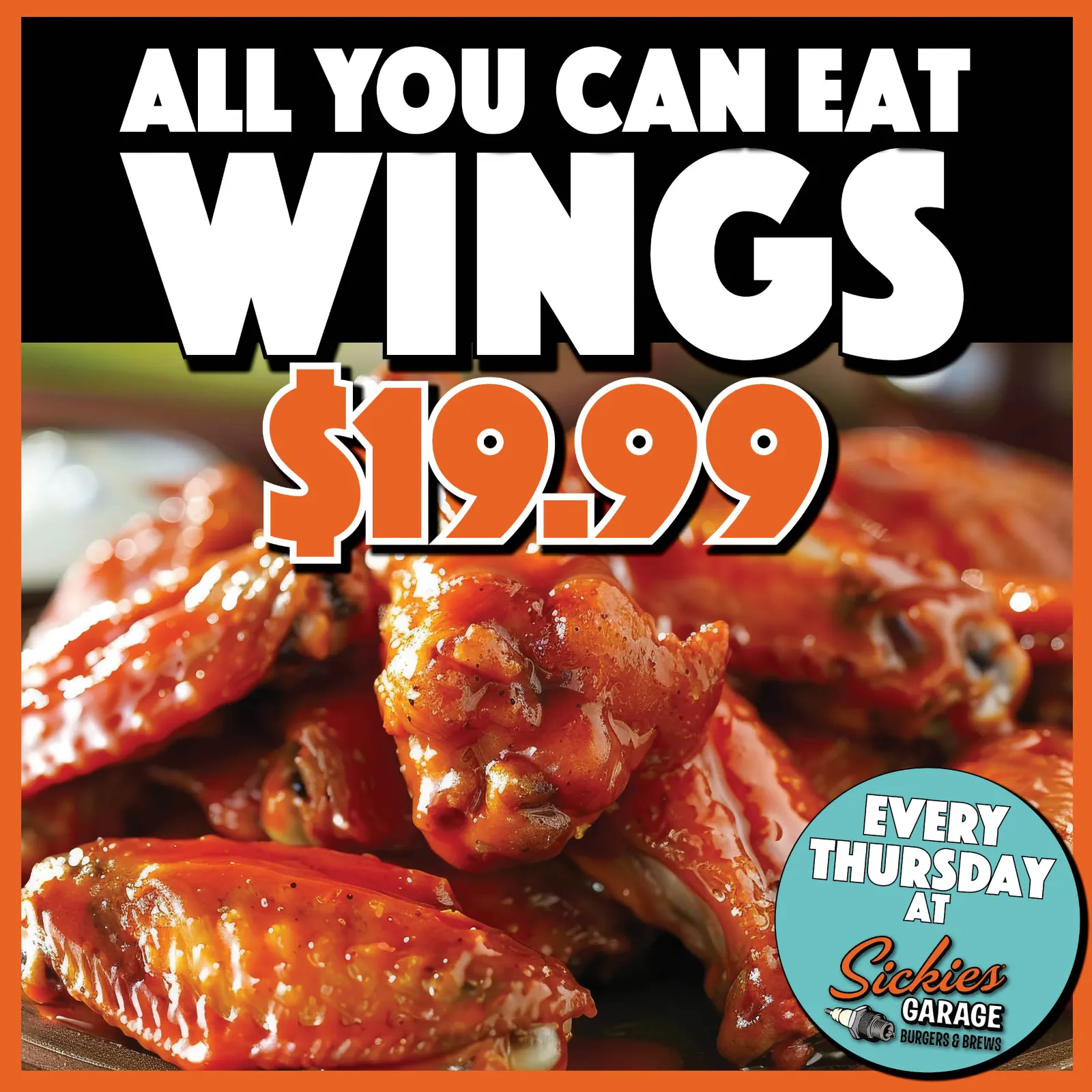Thursdays are for wings with all-you-can-eat traditional wings for just $19.99.