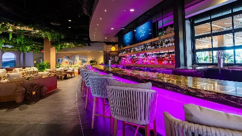 Palm Tree Club fully stocked bar in Orlando.