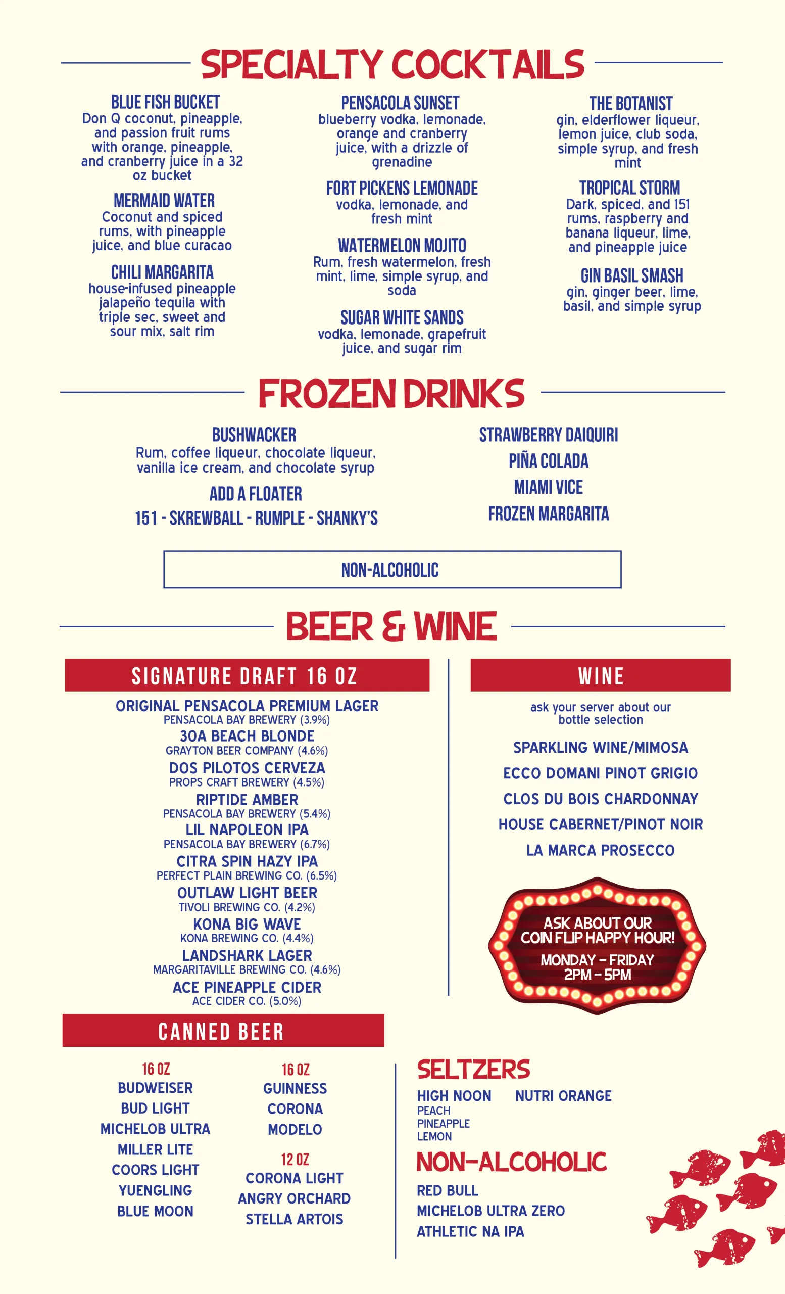 Redfish Bluefish Summer Menu 2026