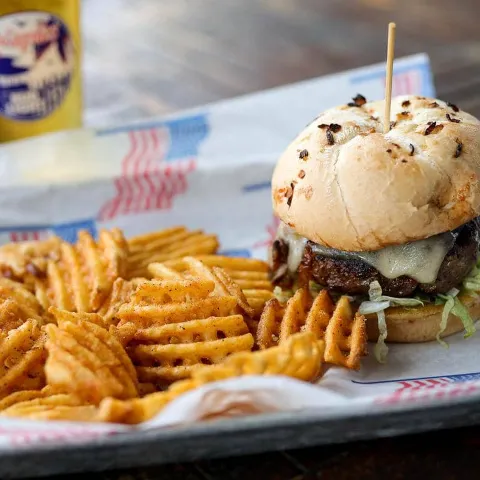 Burger with chips