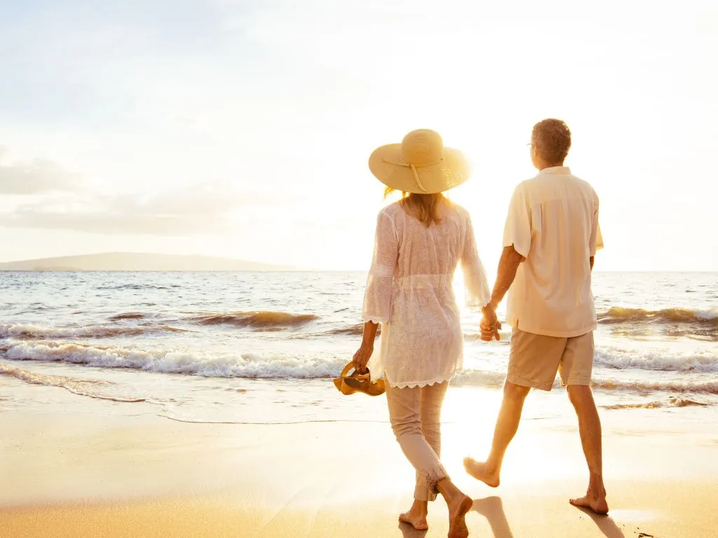 A couple Walking On A Beach
