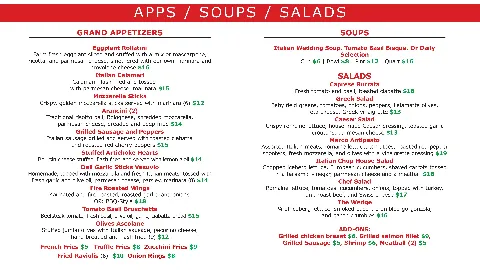 Italian Deli, menu