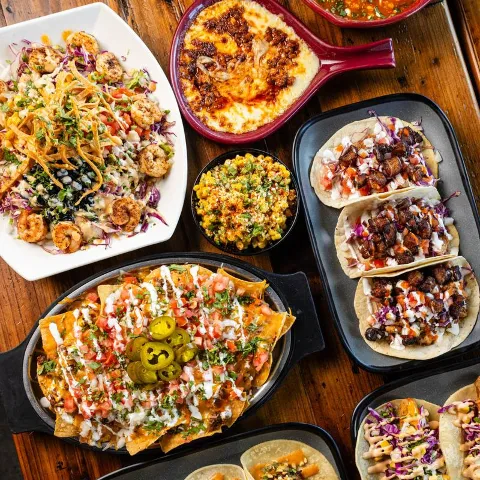 Assorted food dishes.
