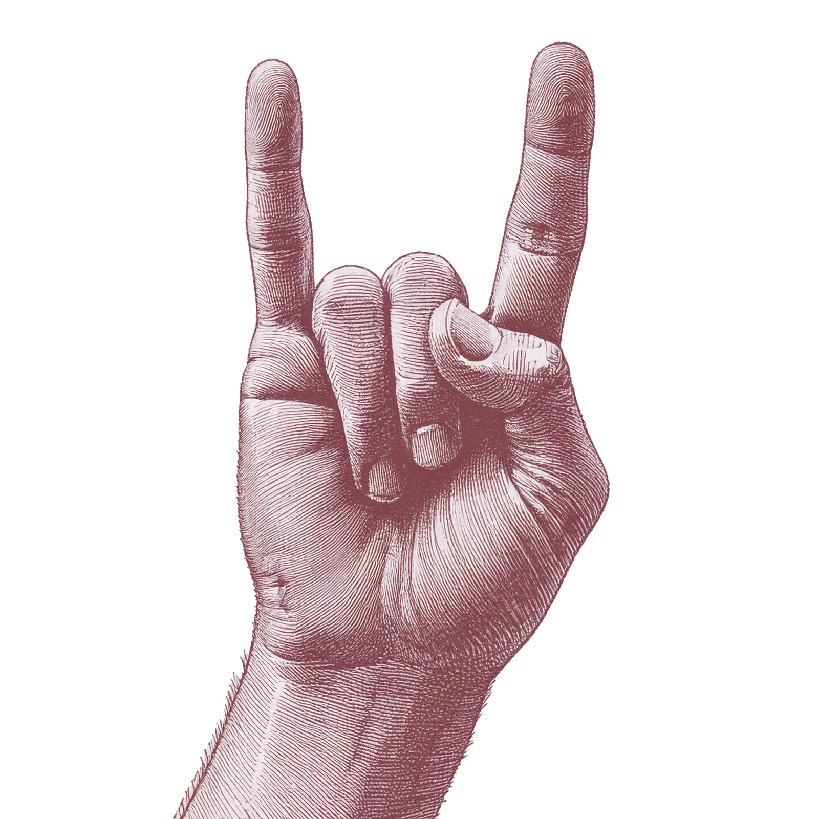 An illustration of a human hand making the sign language gesture for 'I love you' with the index finger, pinky finger, and thumb extended.