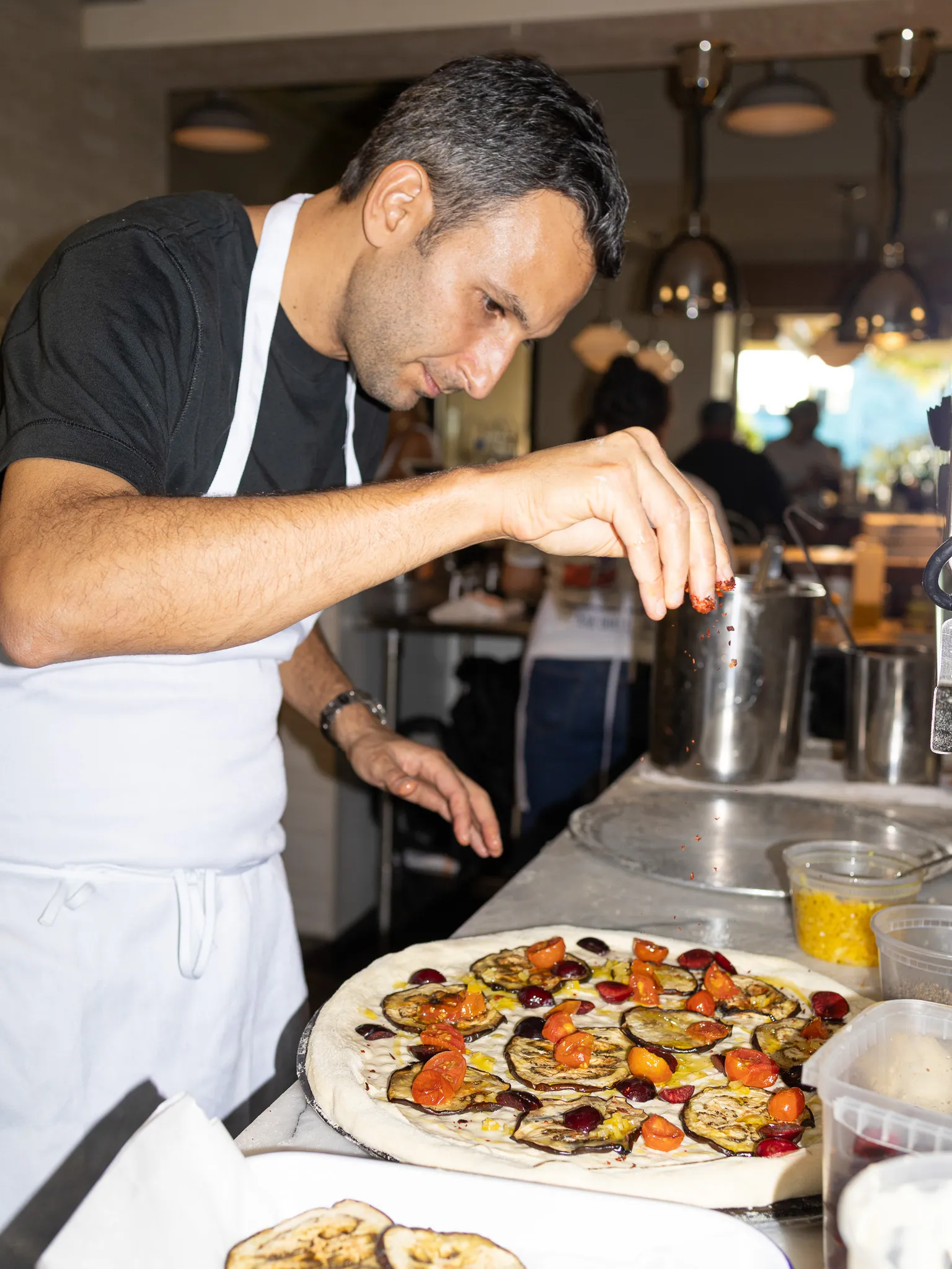 Chef Sam cooked a special pizza at Bar Bucce