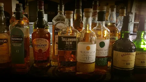 Collection of Irish Whiskey Bottles
