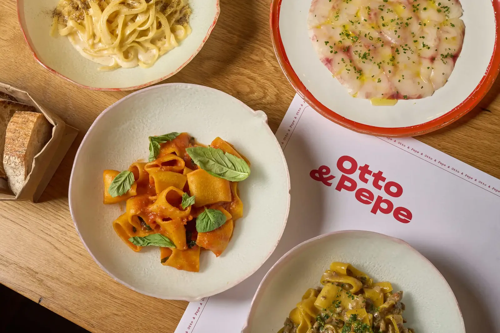 Selection of authentic Italian pasta dishes served at Otto & Pepe in Miami