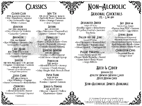 The Volstead, food