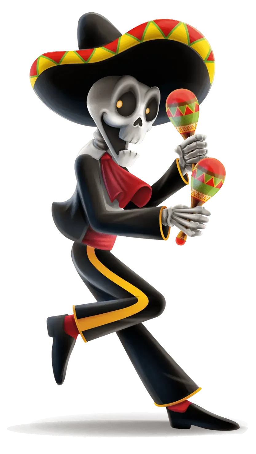 The Salty Sombrero skeleton mascot