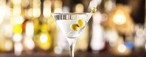 chilled vodka martini with 2 olives