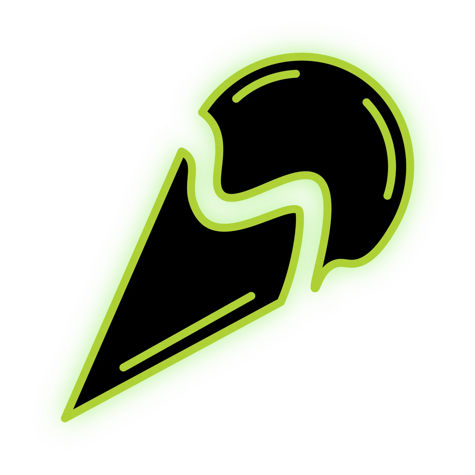 Close-up of a stylized green smiley face with headphones on a black background