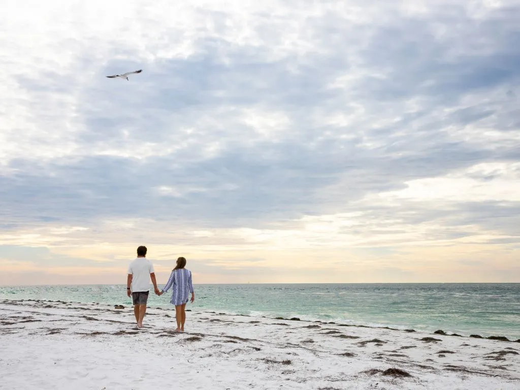 A Couple Walking On A Beach