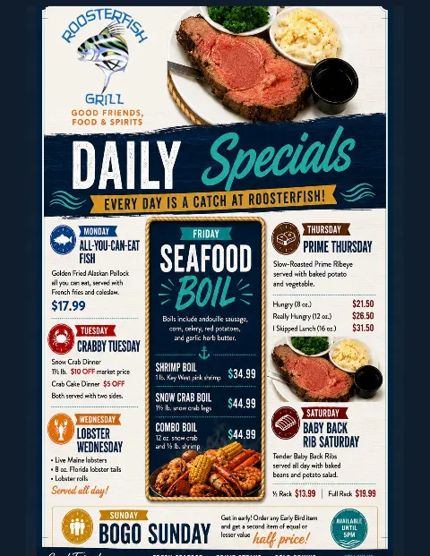 Roosterfish Grill Daily Specials flyer