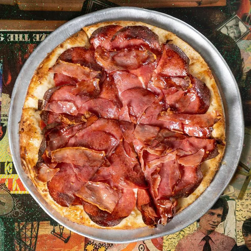 Hot Honey Pizza with salami and prosciutto