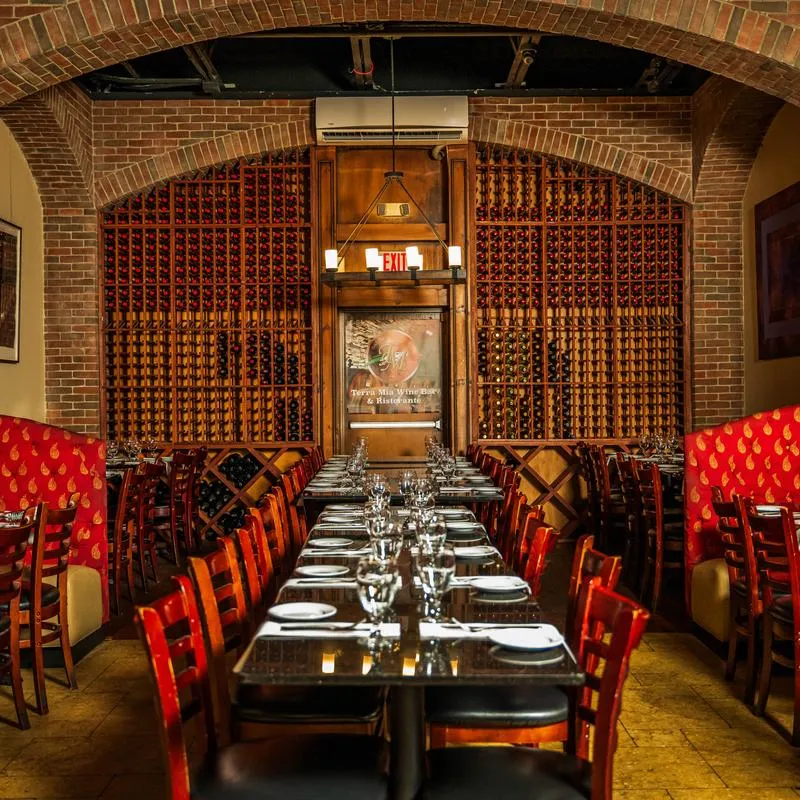 Long dining tables.