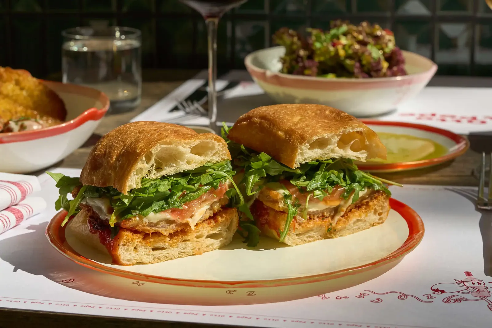 Italian panino sandwich with crispy bread and fresh ingredients at Otto & Pepe Miami