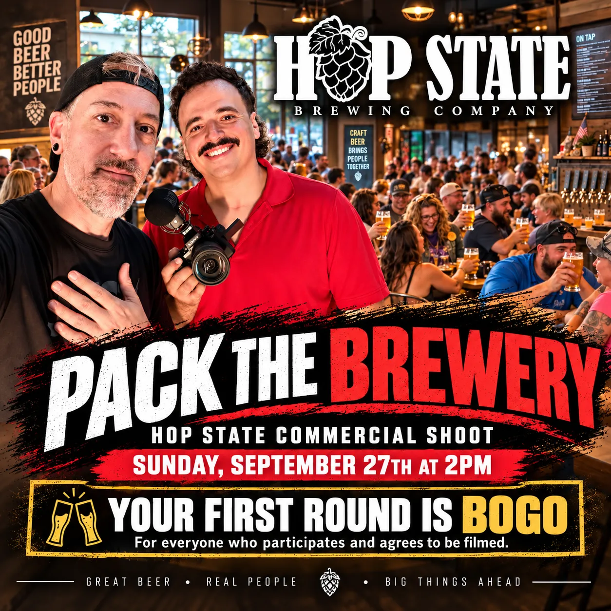 Pack the Brewery - Commercial Video Shoot Sunday, September 27th at 2pm