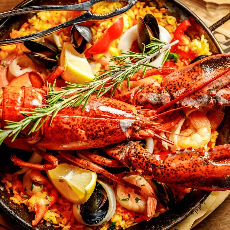 Seafood paella.