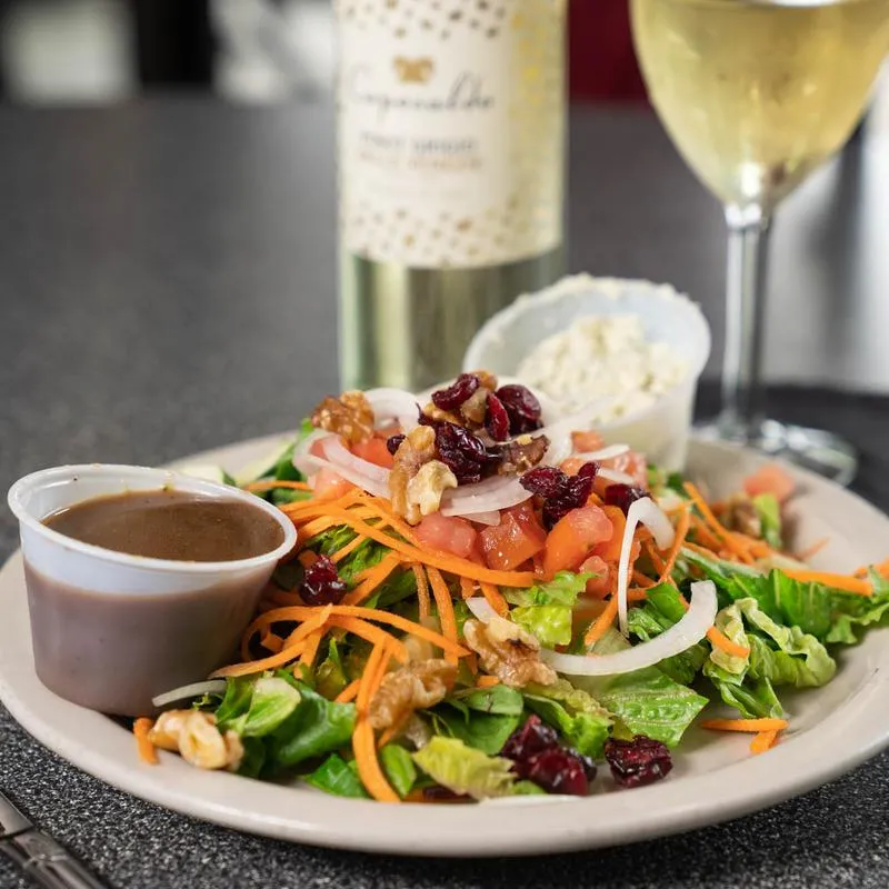 Salad with Gorgonzola on side