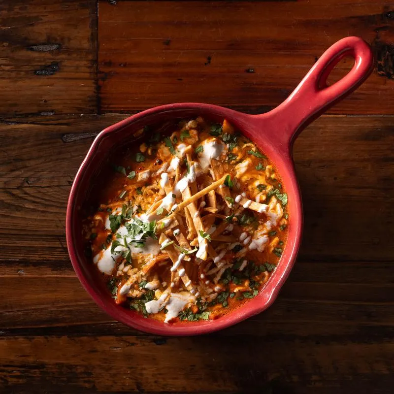 Tortilla soup, top view.