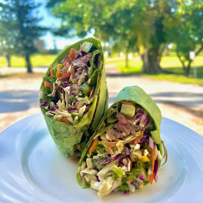 Hole 19 crispy asian wrap, asian salad, salads as wraps, vegetarian option