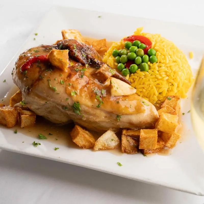 Roasted Chicken with our signature sherry wine roasted potatoes.