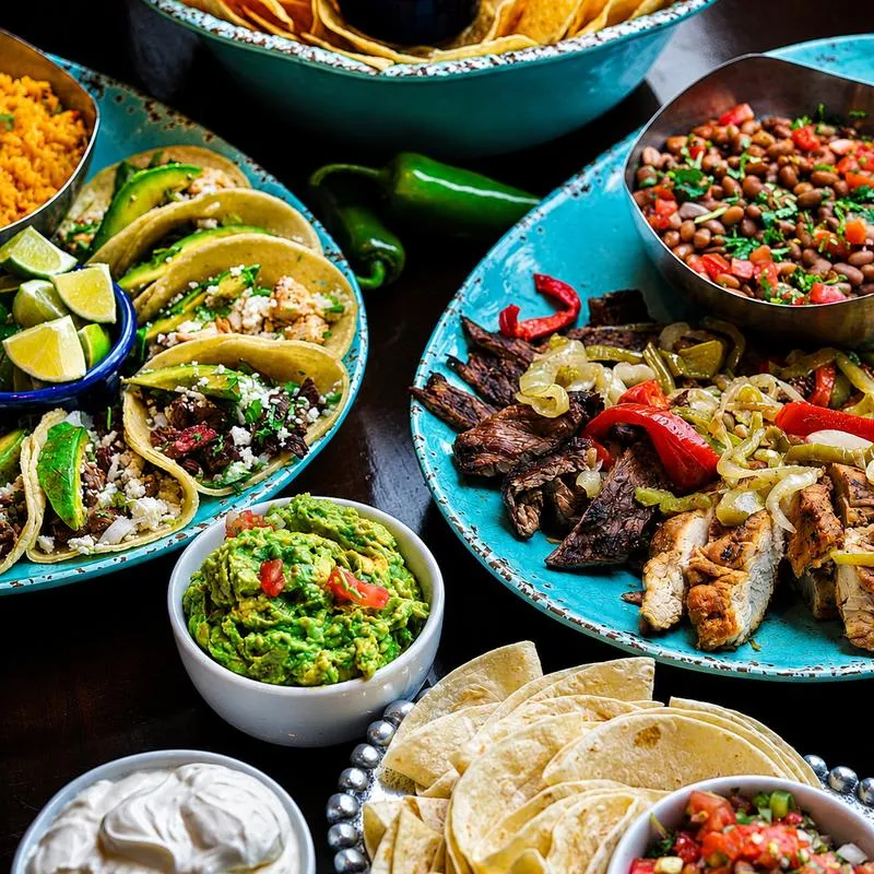 Assorted food dishes.