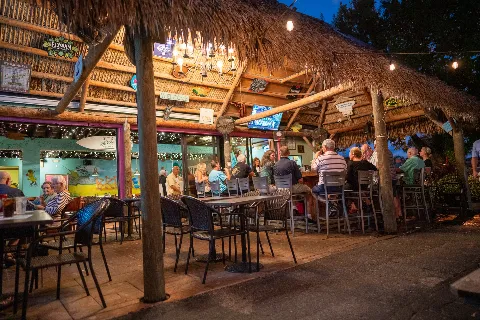 Guests enjoying the actual Brewfish tiki bar