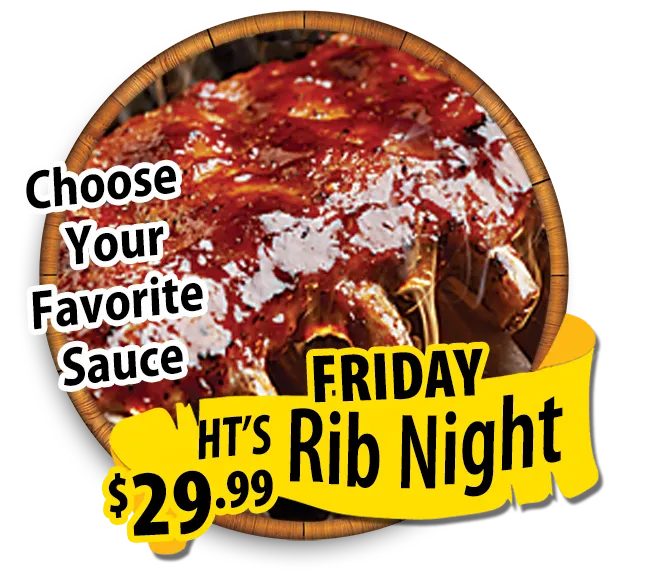 every friday ht's rib night 19.99 hidden treasure restaurants