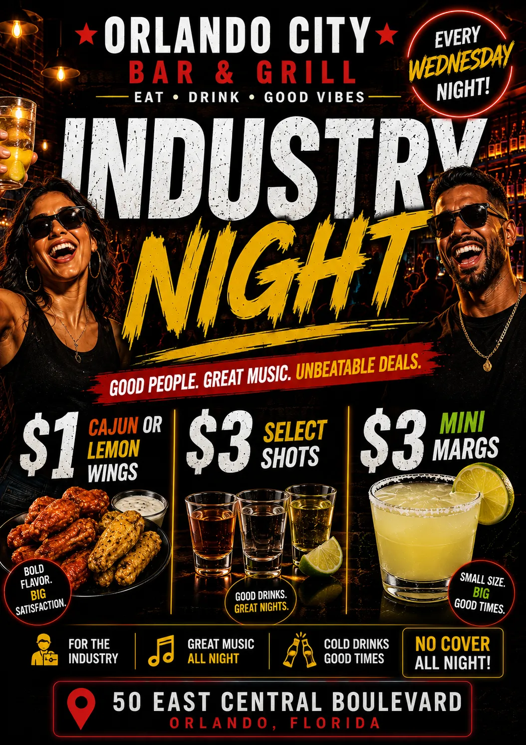 Industry & $1 Cajun & Lemon Pepper Wing Night Wednesdays