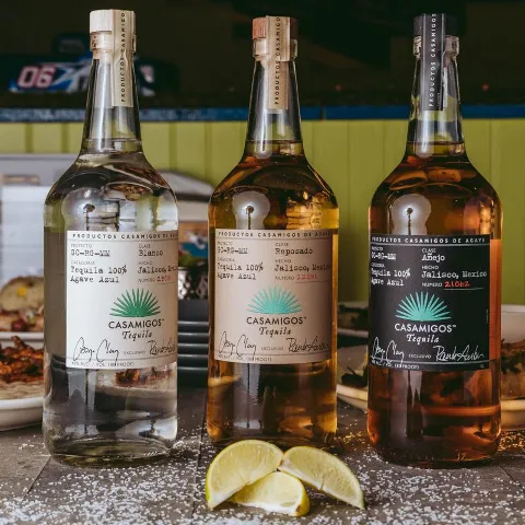 Casamigos Tequila Collection, bottles displayed with food.