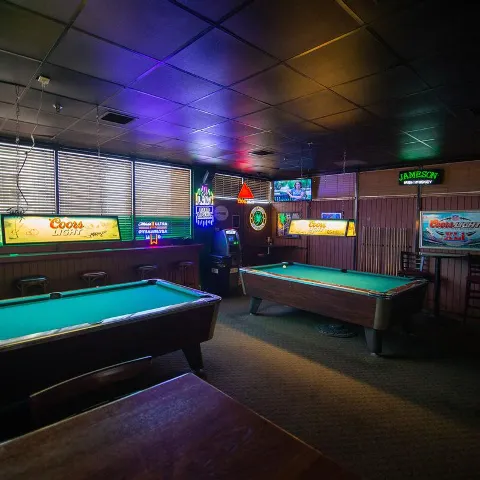 Interior, pool tables