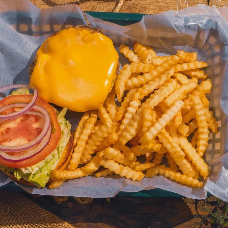 Burger and fries