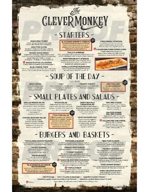 Clever Monkey Craft Grill & Bar, food