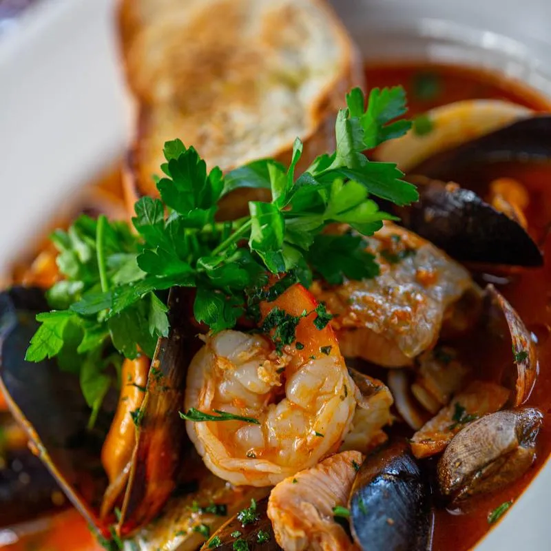 Seafood Soup, close-up