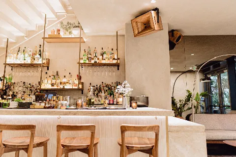 high end cocktail music and food