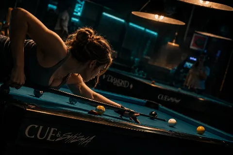 Player lining up a shot on a Diamond table