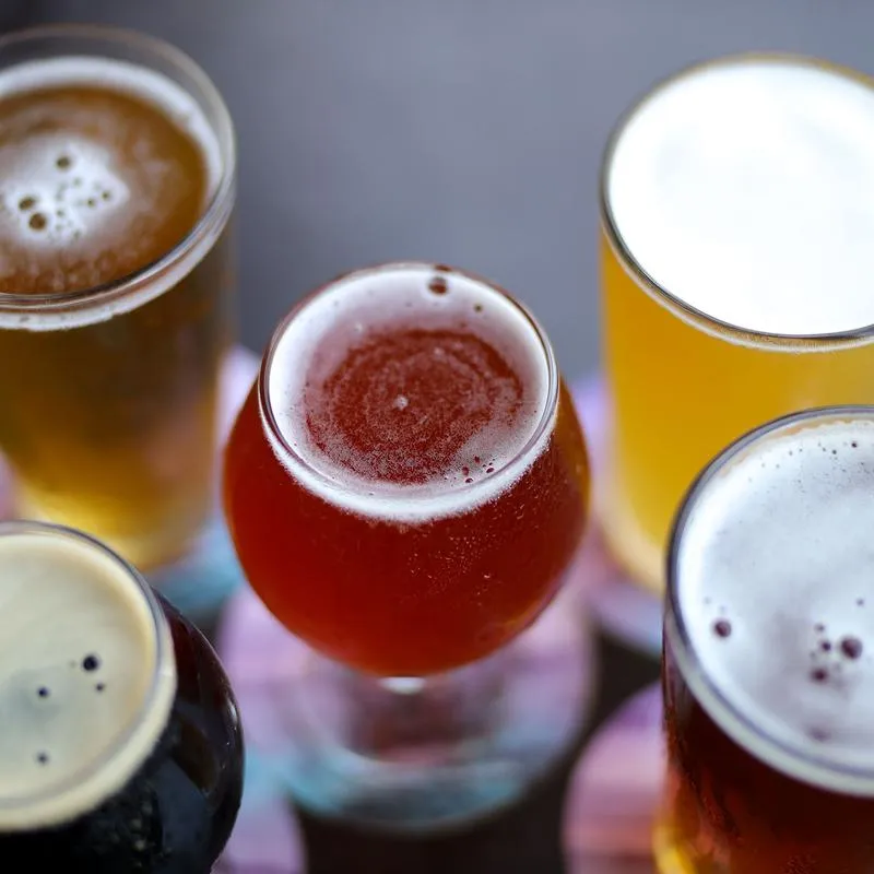 Assorted glasses of beer