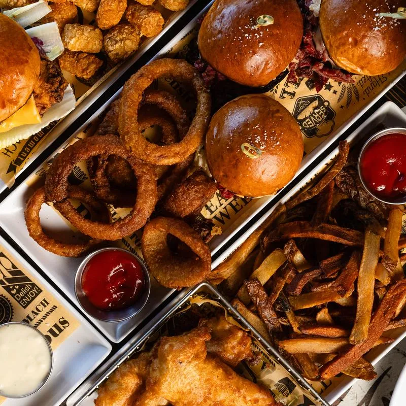 Various food on the table.