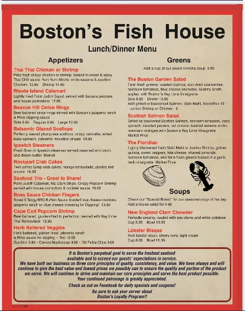 Boston's Fish House, food