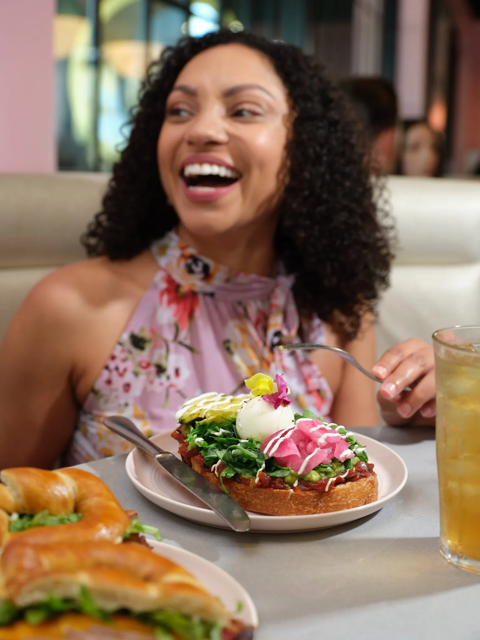 Guest enjoying brunch avocado toast at the café