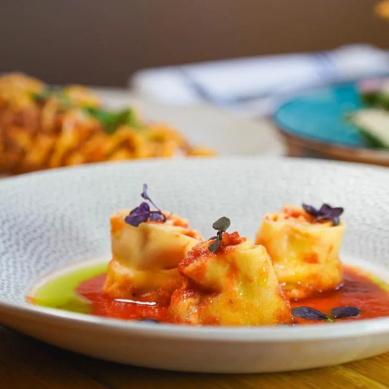 Stuffed rose shaped pasta.