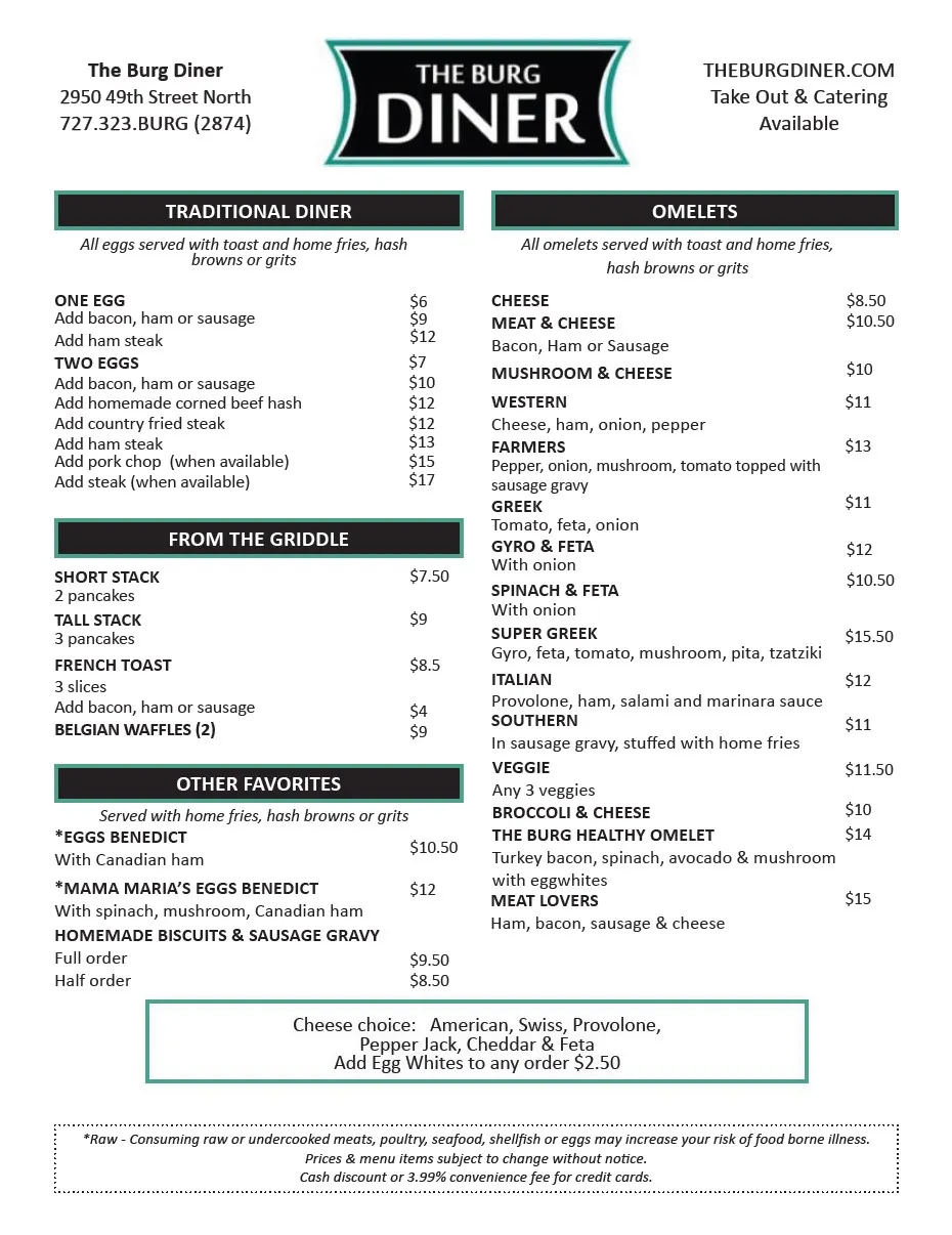 Brunch menu