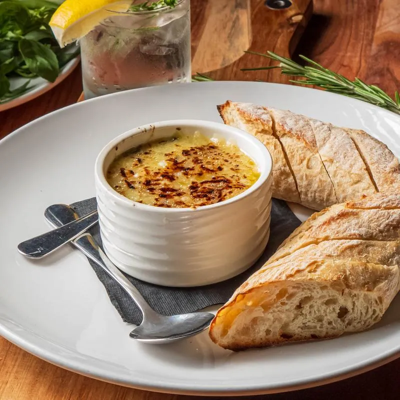 Soup of the day served with bread.