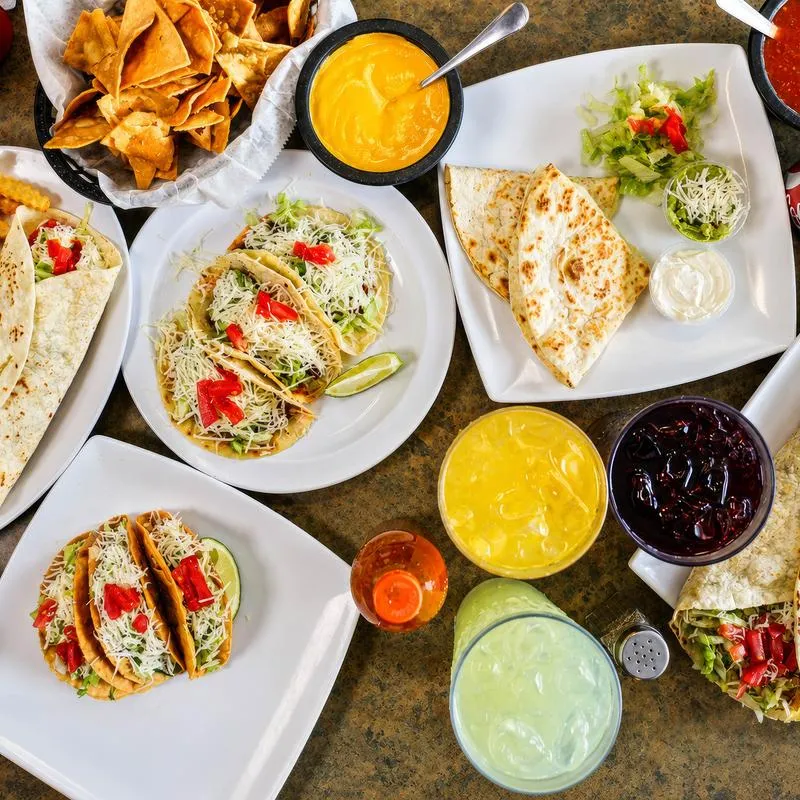 Various food and drinks.