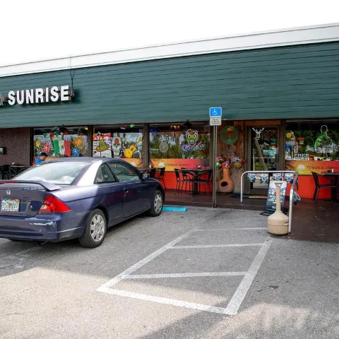Restaurant parking lot.