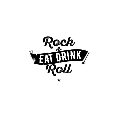 Rock Eat Drink Roll guitar pick design.