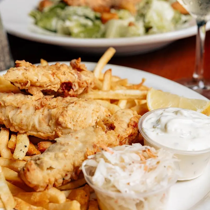 Fish and chips in the plate