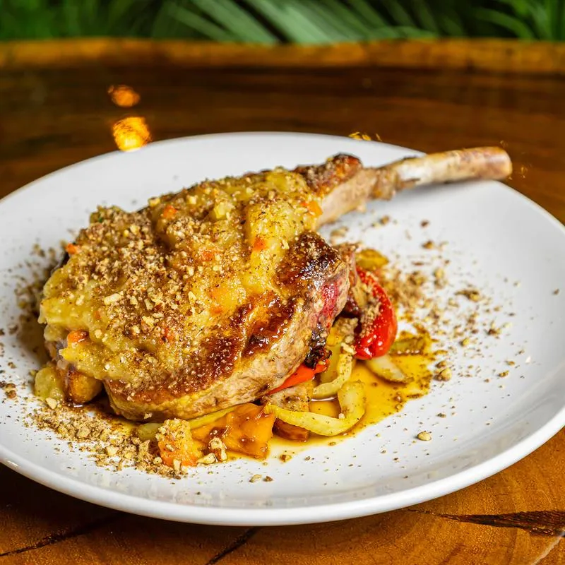 Cheshire Farms Pork Tomahawk plate.