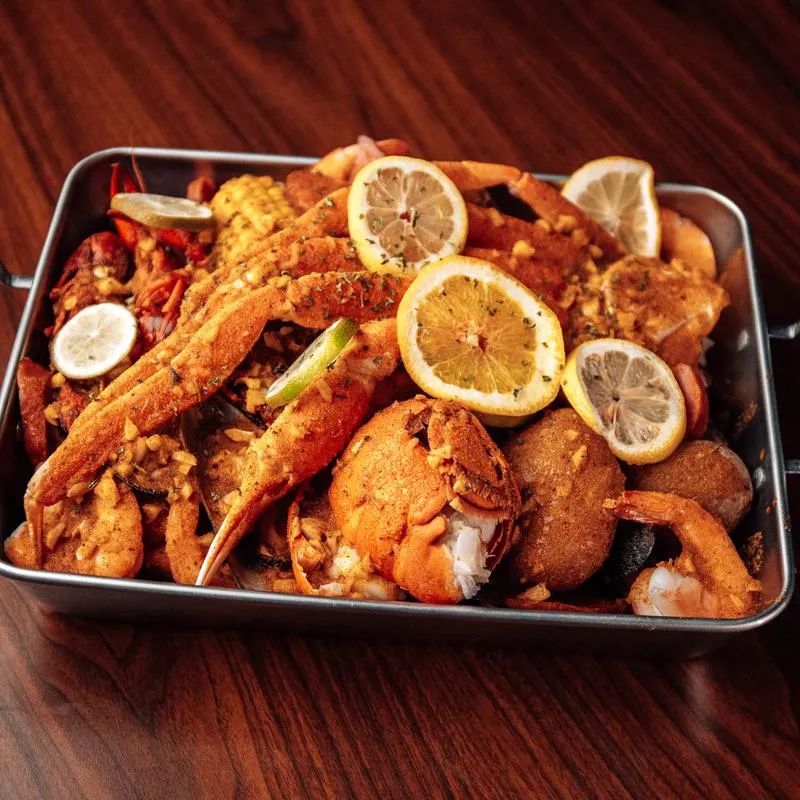 Mixed seafood platter.